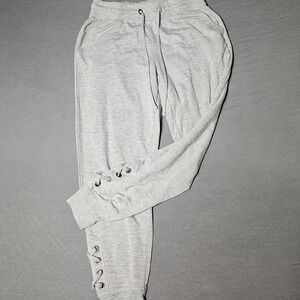 Harmony & Balance Womens Jogger Sweatpants Small Grey Lace Up Cuff
